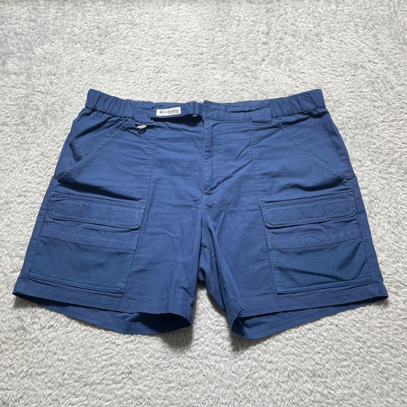 Columbia Other - Columbia PFG Mens Blue Cargo Fishing Shorts Size L Large 6 Inseam Cotton Blend